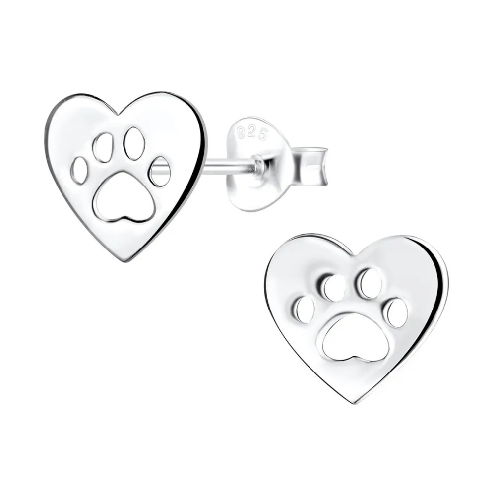 925 Silver Paw Print Stud Earrings